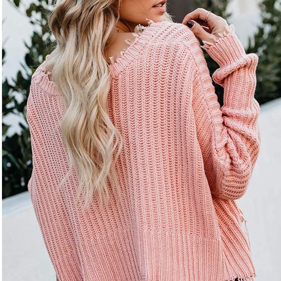 Boho Vintage Frayed Hem Off-shoulder Sweater - Picture 8 of 10